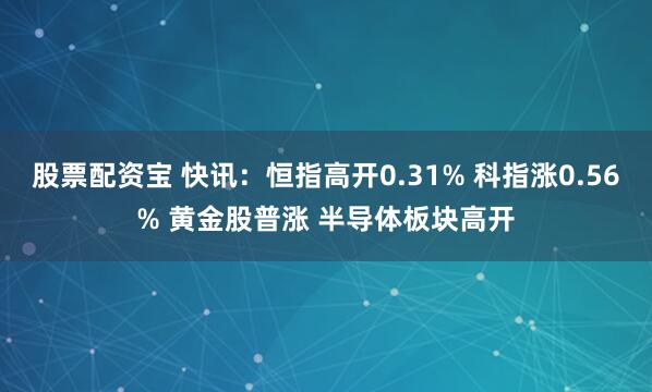 股票配资宝 快讯：恒指高开0.31% 科指涨0.56% 黄金股普涨 半导体板块高开